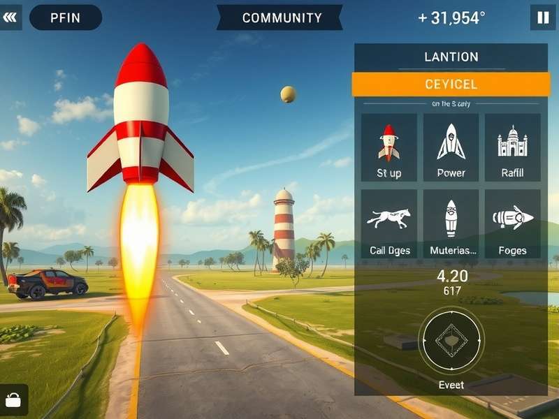 Assam Rocket Emperor gameplay screenshot showing rocket racing through Indian landscape